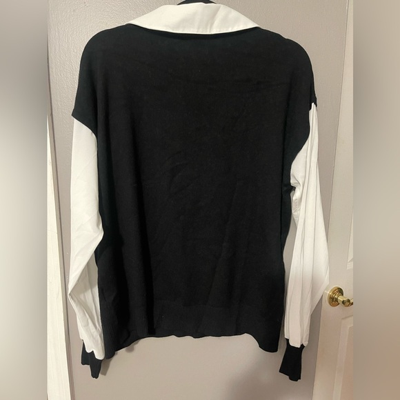 Chic V Neck Sweater Black and White 230 - Picture 3 of 5